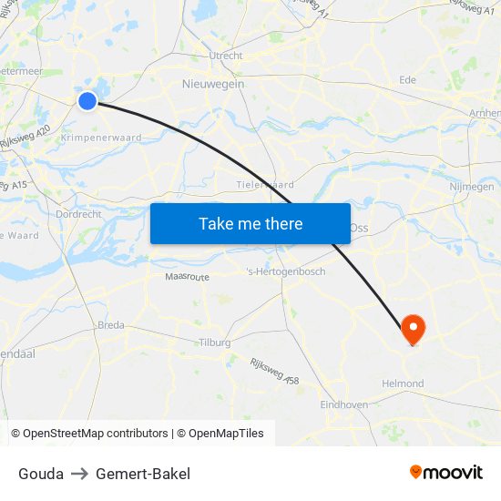 Gouda to Gemert-Bakel map
