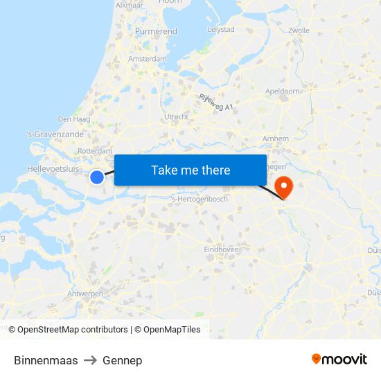 Binnenmaas to Gennep map