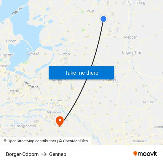 Borger-Odoorn to Gennep map