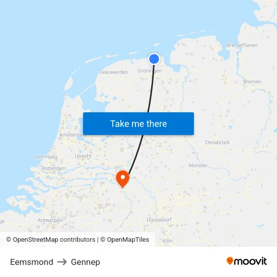 Eemsmond to Gennep map