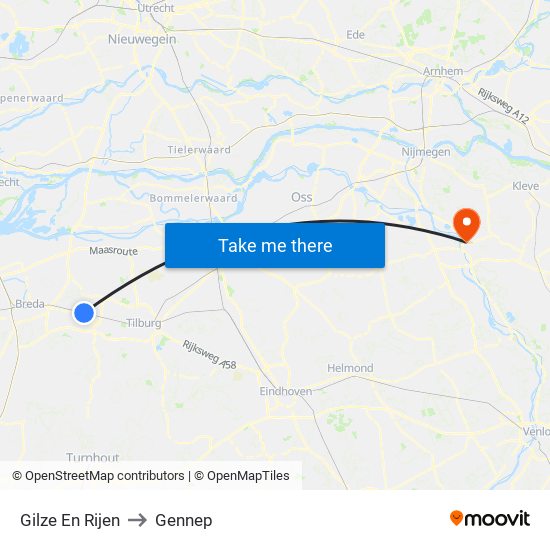 Gilze En Rijen to Gennep map