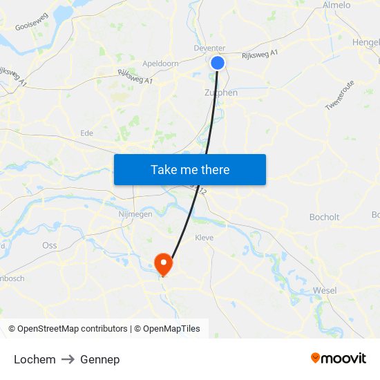 Lochem to Gennep map