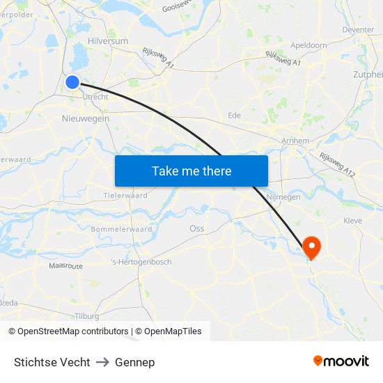 Stichtse Vecht to Gennep map