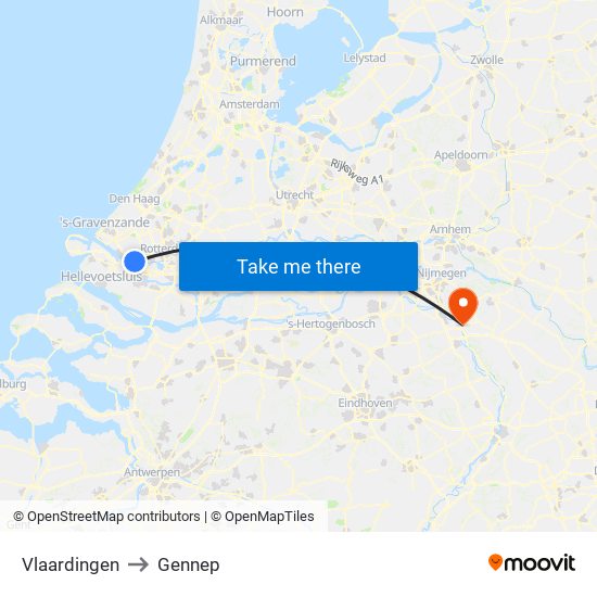 Vlaardingen to Gennep map