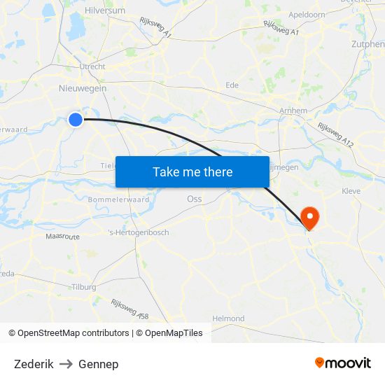 Zederik to Gennep map