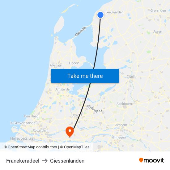 Franekeradeel to Giessenlanden map