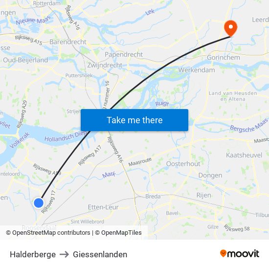 Halderberge to Giessenlanden map