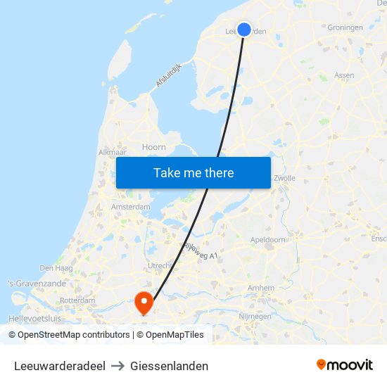 Leeuwarderadeel to Giessenlanden map