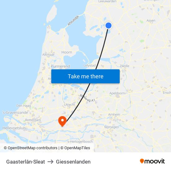 Gaasterlân-Sleat to Giessenlanden map