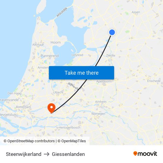 Steenwijkerland to Giessenlanden map