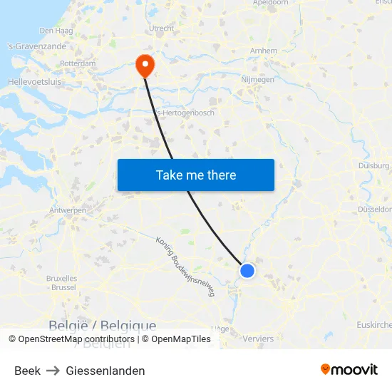 Beek to Giessenlanden map