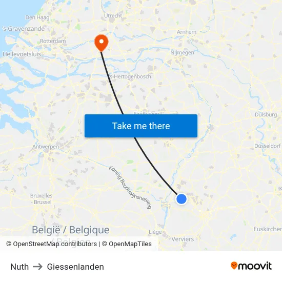 Nuth to Giessenlanden map