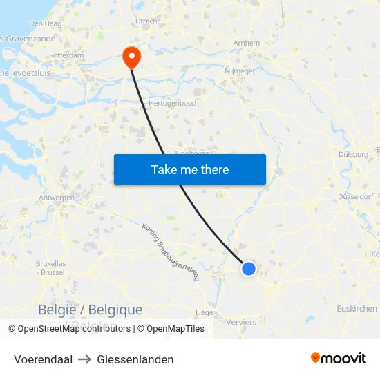 Voerendaal to Giessenlanden map