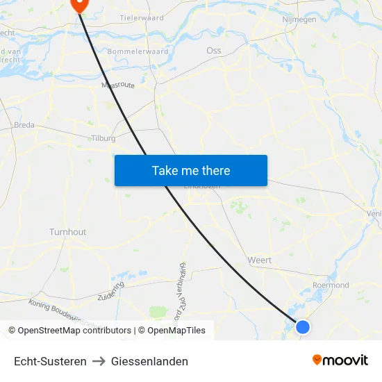Echt-Susteren to Giessenlanden map