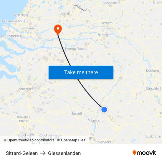 Sittard-Geleen to Giessenlanden map