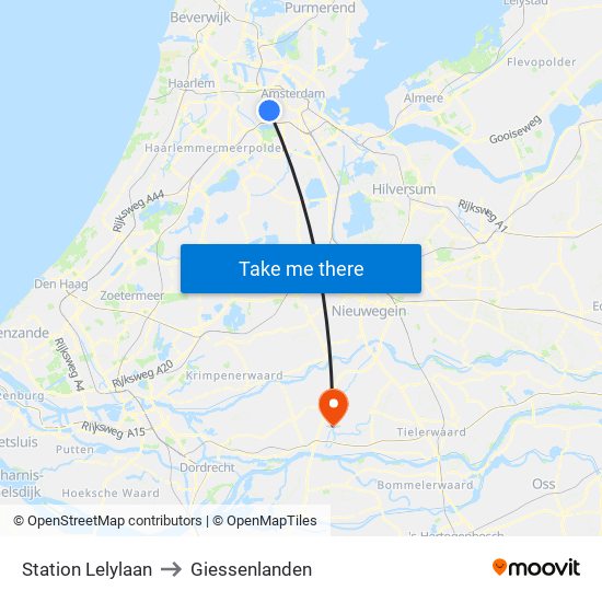 Station Lelylaan to Giessenlanden map