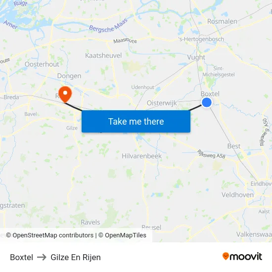 Boxtel to Gilze En Rijen map