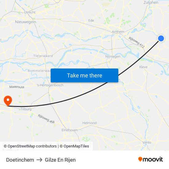 Doetinchem to Gilze En Rijen map