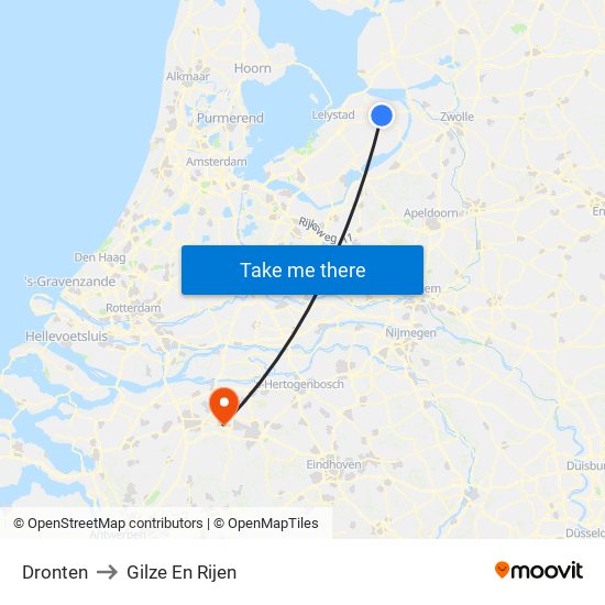 Dronten to Gilze En Rijen map