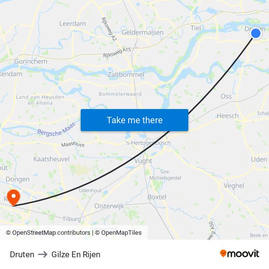 Druten to Gilze En Rijen map