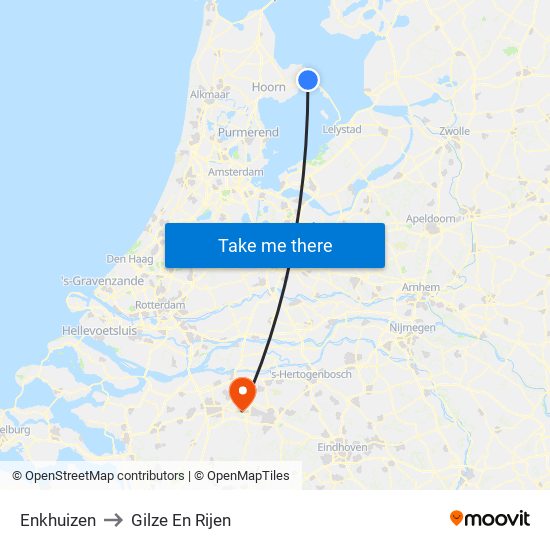 Enkhuizen to Gilze En Rijen map