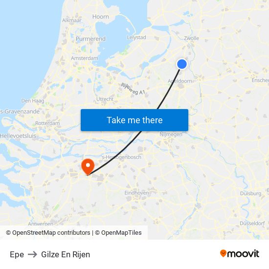 Epe to Gilze En Rijen map