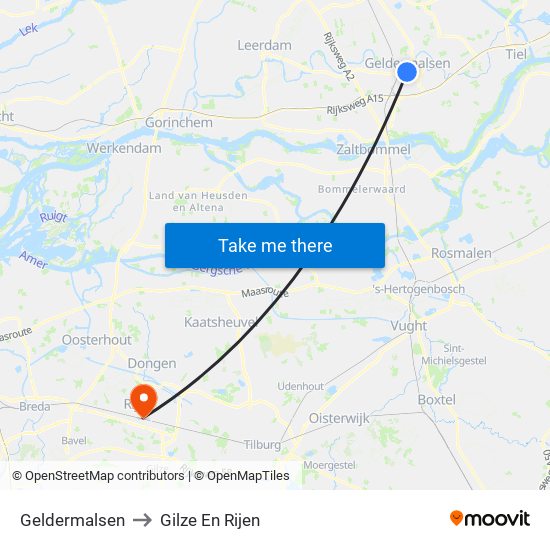 Geldermalsen to Gilze En Rijen map
