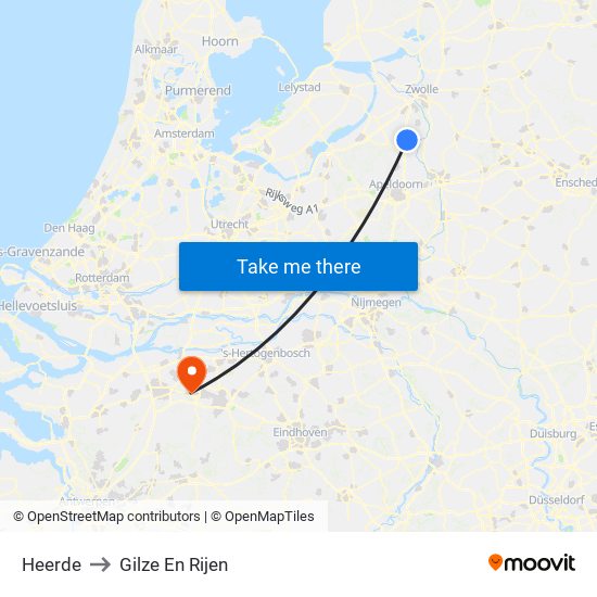 Heerde to Gilze En Rijen map