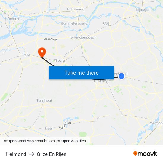 Helmond to Gilze En Rijen map