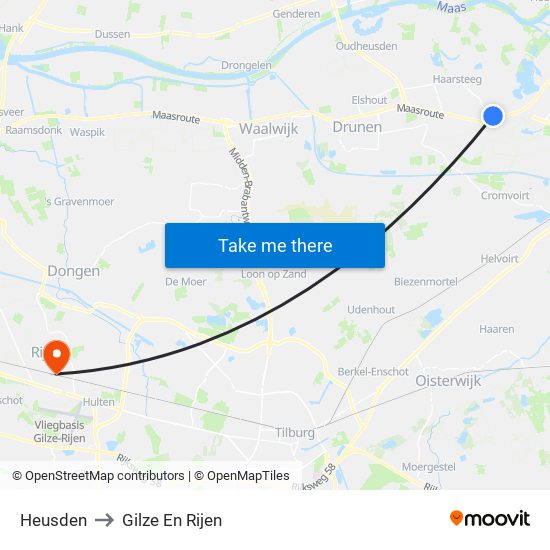 Heusden to Gilze En Rijen map