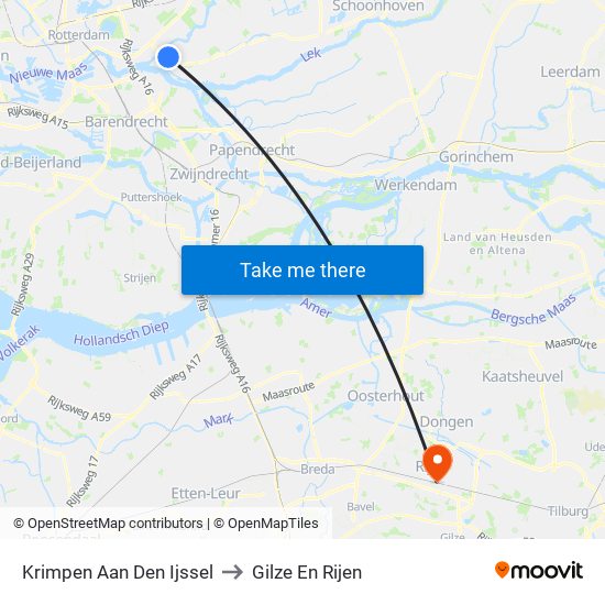 Krimpen Aan Den Ijssel to Gilze En Rijen map