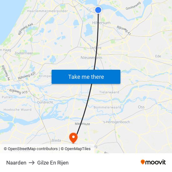 Naarden to Gilze En Rijen map