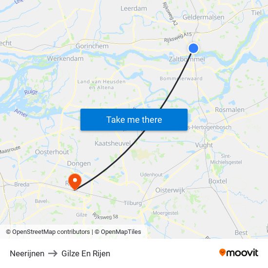 Neerijnen to Gilze En Rijen map