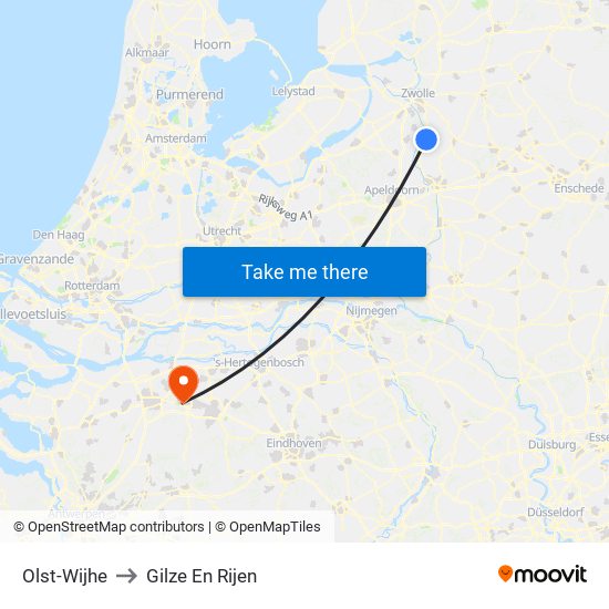 Olst-Wijhe to Gilze En Rijen map