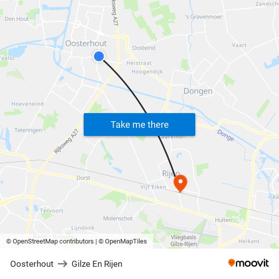 Oosterhout to Gilze En Rijen map