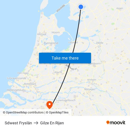 Sdwest Fryslân to Gilze En Rijen map