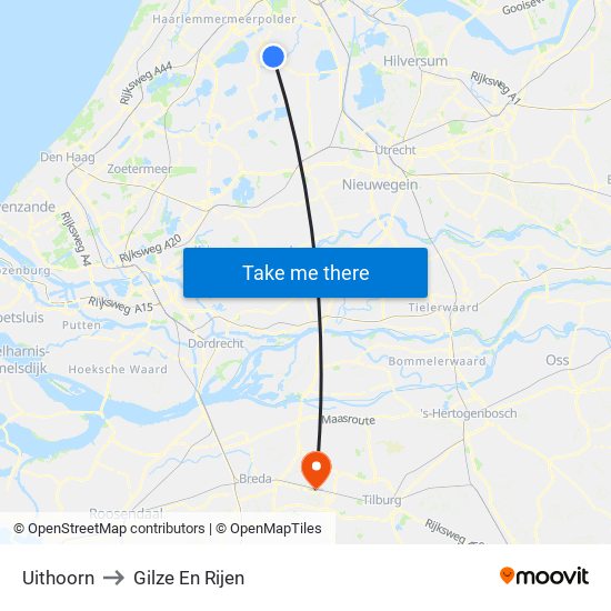 Uithoorn to Gilze En Rijen map