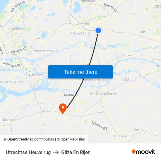 Utrechtse Heuvelrug to Gilze En Rijen map