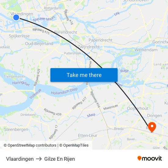 Vlaardingen to Gilze En Rijen map