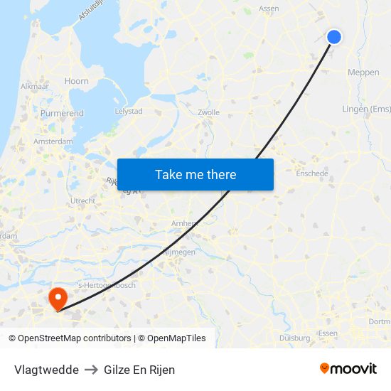 Vlagtwedde to Gilze En Rijen map