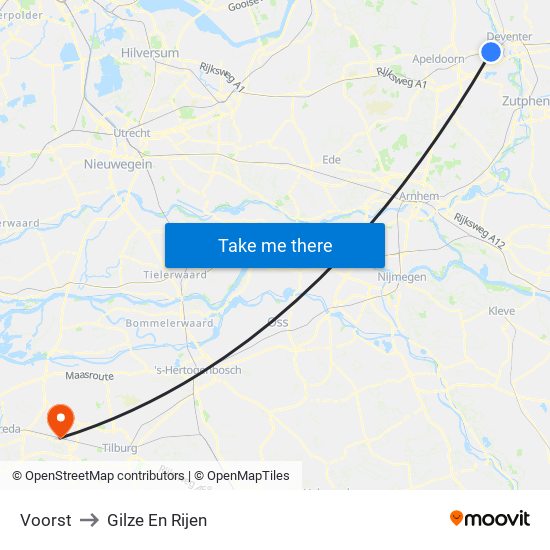 Voorst to Gilze En Rijen map