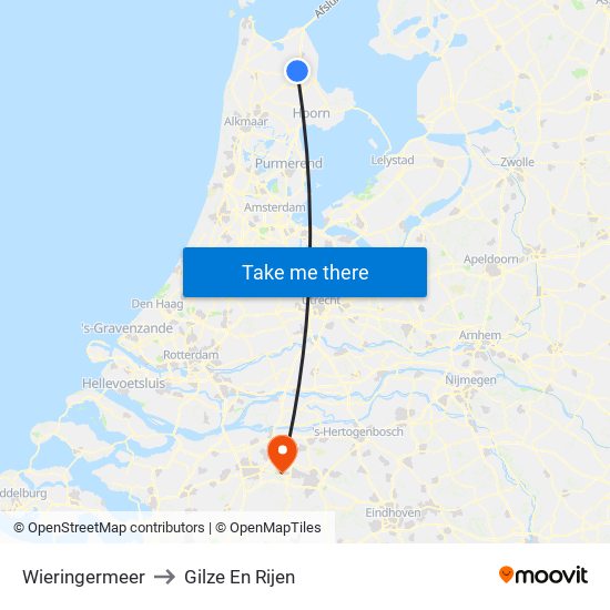 Wieringermeer to Gilze En Rijen map