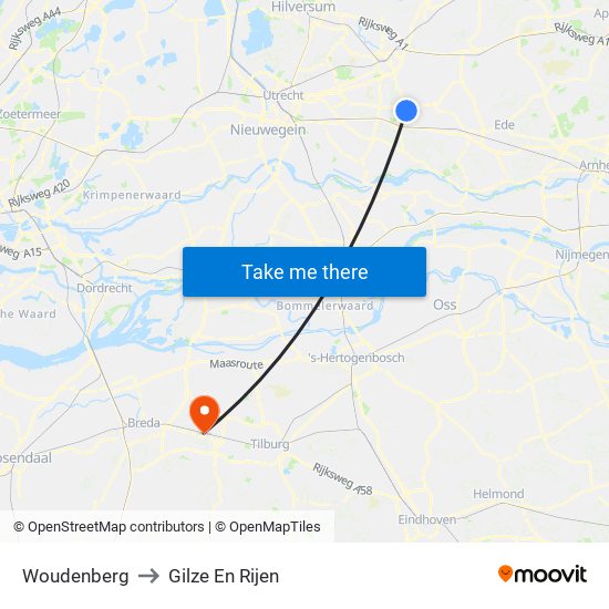 Woudenberg to Gilze En Rijen map