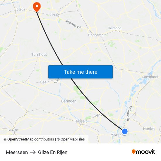 Meerssen to Gilze En Rijen map