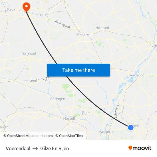 Voerendaal to Gilze En Rijen map