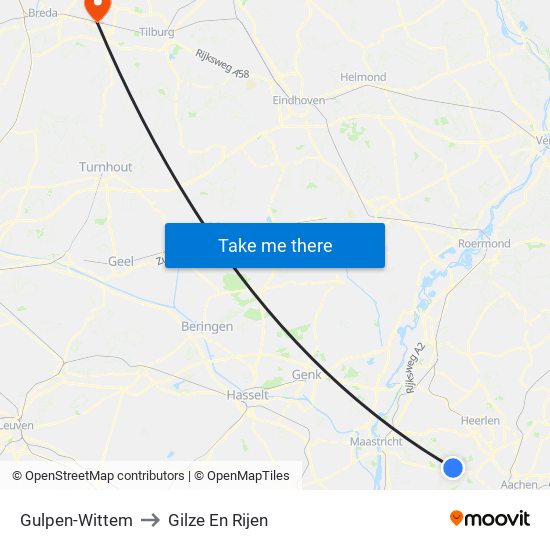 Gulpen-Wittem to Gilze En Rijen map