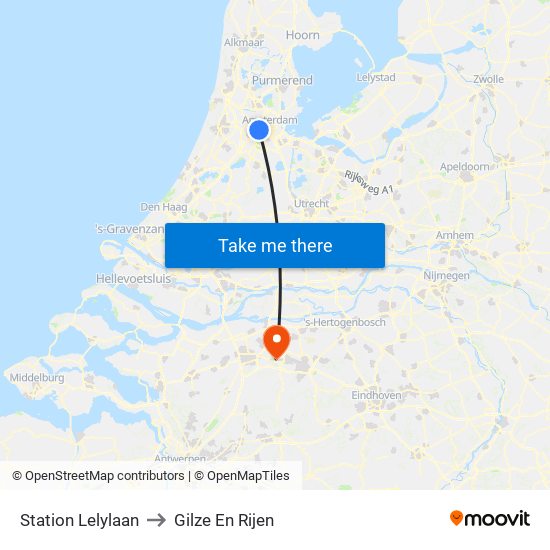 Station Lelylaan to Gilze En Rijen map