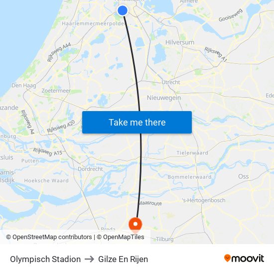 Olympisch Stadion to Gilze En Rijen map