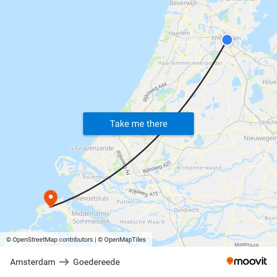 Amsterdam to Goedereede map