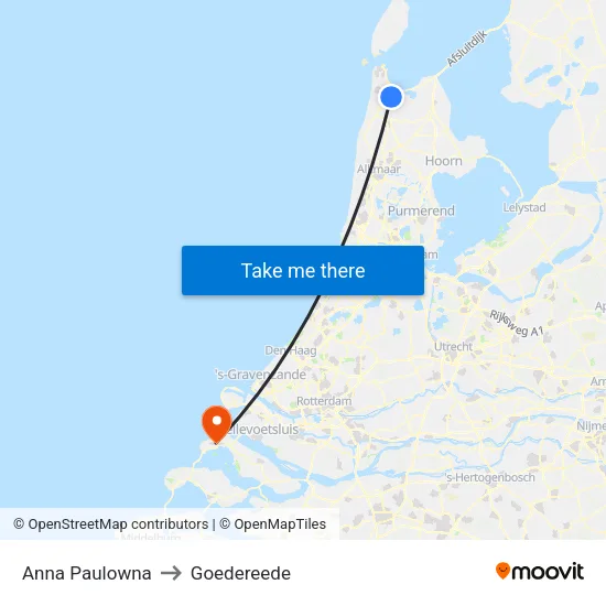 Anna Paulowna to Goedereede map